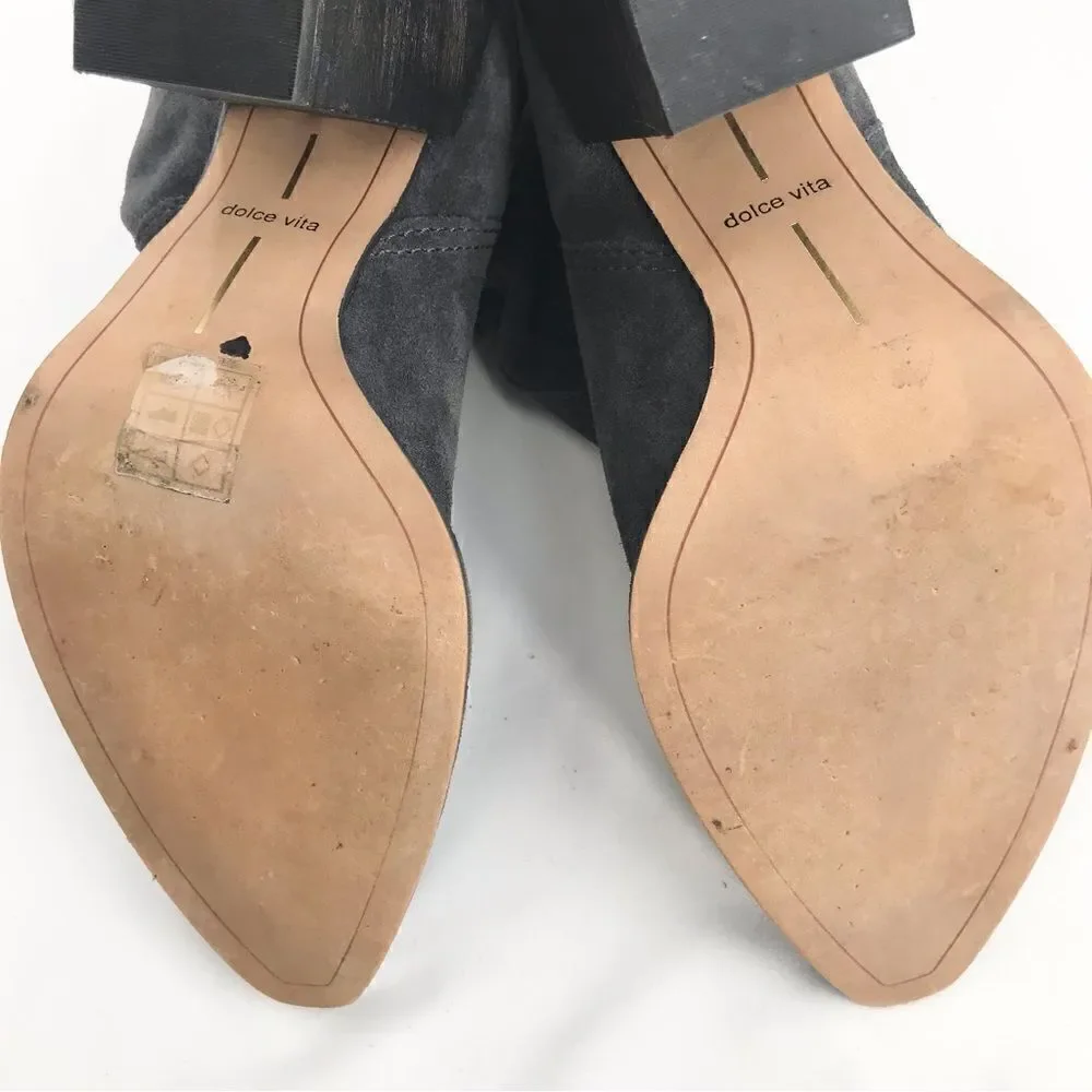 Dolce Vita Gray Suede Leather Soft Structure Western Style Heeled Ankle Boots